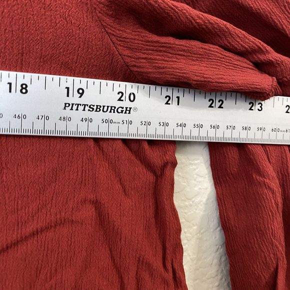 Frye and Co Blouse Top Size Large Popover Red Peasant - Picture 5 of 8